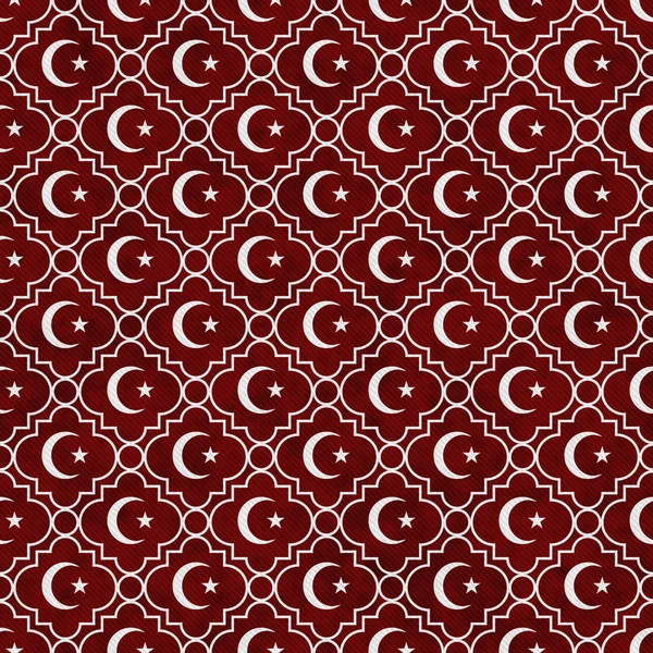 Red and White Star and Crescent Symbol Tile Pattern Repeat Backg — Φωτογραφία Αρχείου