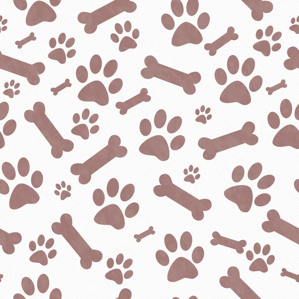 Brown e branco Dog Paw Prints e Ossos padrão de telha repetir Ba — Fotografia de Stock