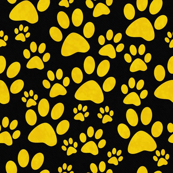 Yellow and Black Dog Paw Prints Tile Pattern Repeat Background — Stock Photo, Image