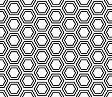 Siyah ve beyaz altıgen fayans modeli tekrarlamak arka plan