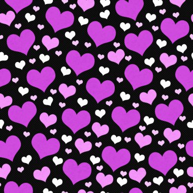 Purple, White and Black Hearts Tile Pattern Repeat Background