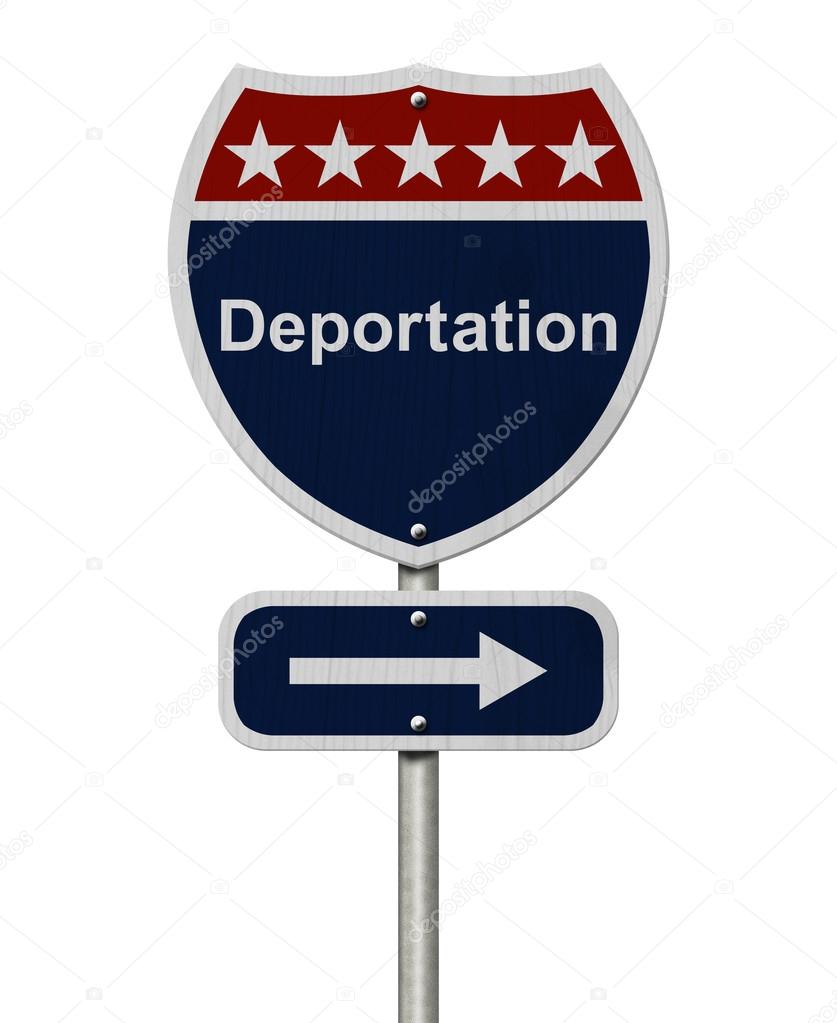 Deportation this way sign