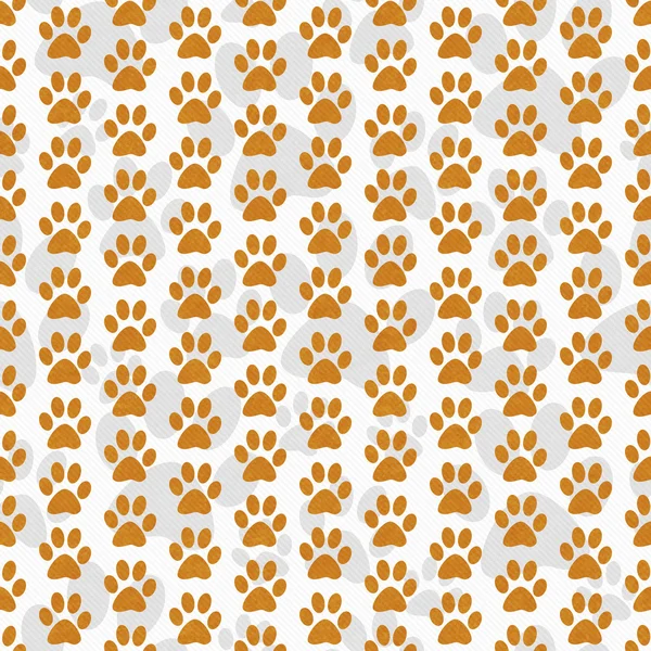 Orange and White Dog Paw Prints Tile Pattern Repeat Background — ストック写真