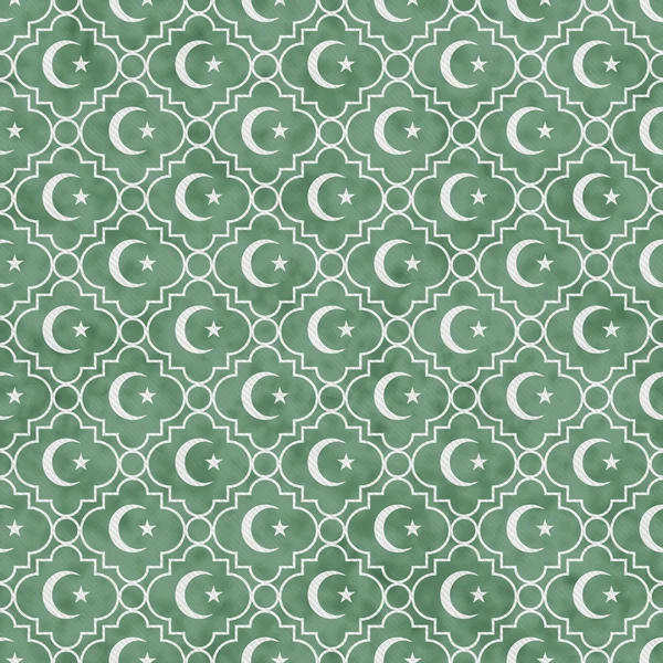 Blek grön och vit stjärna och Crescent Symbol kakel mönster Repea — Stockfoto