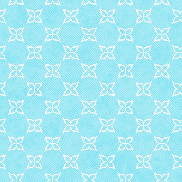 Teal e bianco Fiore Simbolo Tile Pattern Ripetere sfondo — Foto Stock