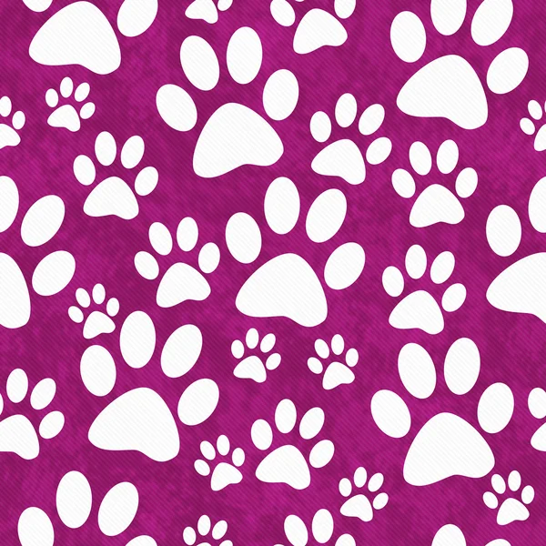 Pink and White Dog Paw Prints Tile Pattern Repeat Background — Stock Photo, Image