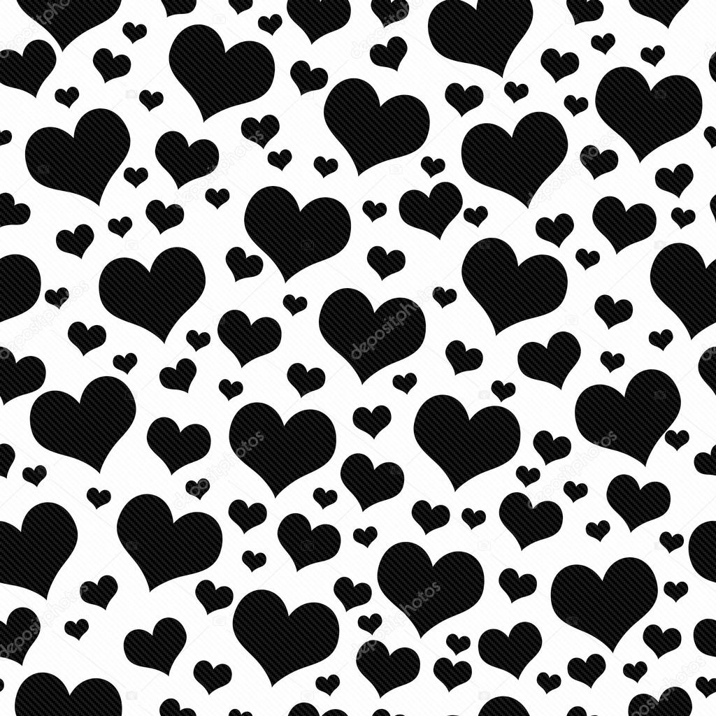 Black and White Hearts Tile Pattern Repeat Background
