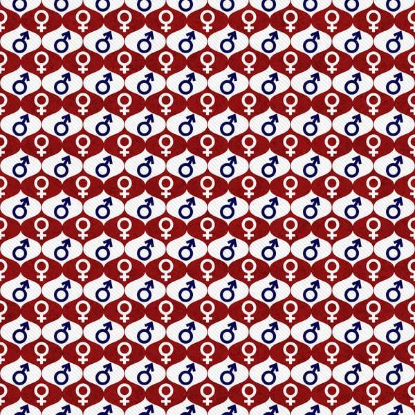 Patrón de repetición de símbolo de género rojo, blanco y azul masculino y femenino — Foto de Stock