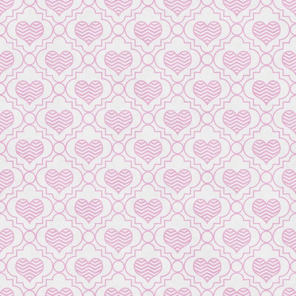 Rosa e branco Chevron corações telha padrão repetir fundo — Fotografia de Stock