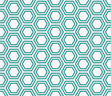 Teal and White Hexagon Tile Pattern Repeat Background