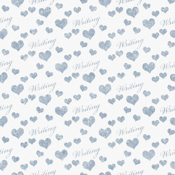 Blue and White I Love Writing Tile Pattern Repeat Background — Stok fotoğraf