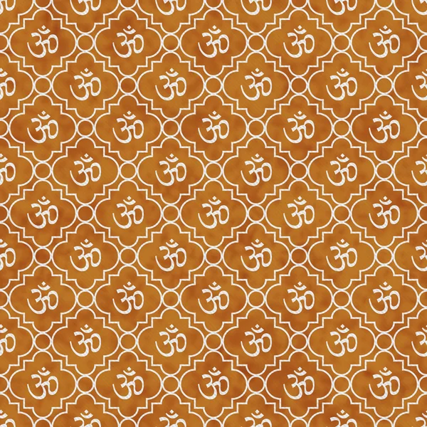 Orange and White Aum Hindu Symbol Tile Pattern Repeat Background — Stock Photo, Image