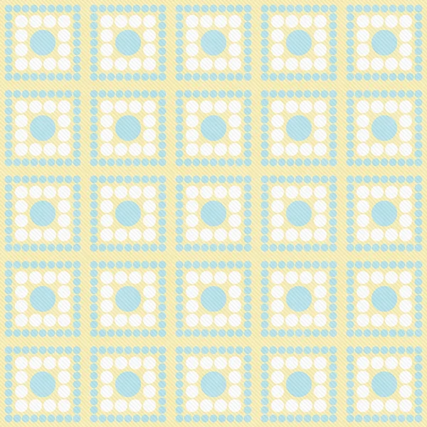 Blu, Bianco e Giallo Polka Dot Square Abstract Design Tile Pat — Foto Stock