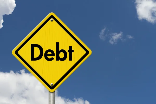 Señal de advertencia de deuda — Foto de Stock