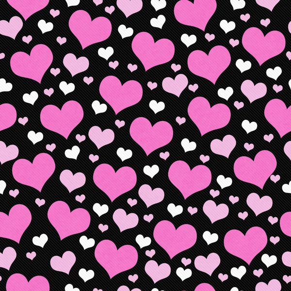 Pink, White and Black Hearts Tile Pattern Repeat Background — Stock Photo, Image
