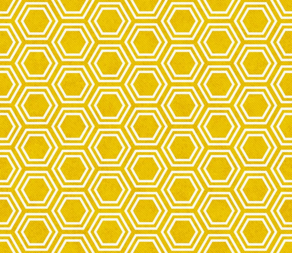 Amarelo e branco hexágono telha padrão repetir fundo — Fotografia de Stock