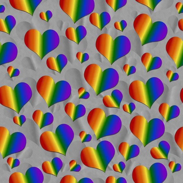 LGBT Orgoglio cuori colorati su Gray Tile Pattern Ripetere Backgrou — Foto Stock