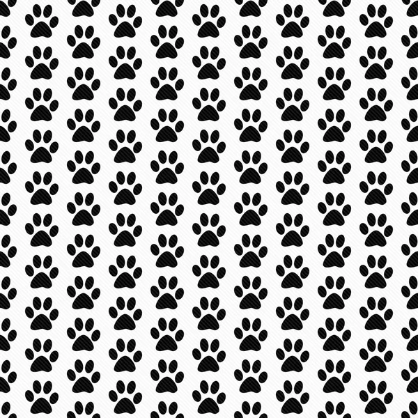 Zwart-wit hond Paw Prints tegel patroonherhaling achtergrond — Stockfoto