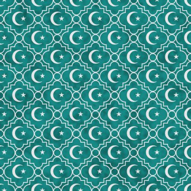 Deniz mavisi ve beyaz yıldız ve hilal sembol döşeme deseni tekrar geri