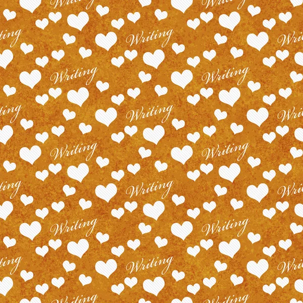 Orange and White I Love Writing Tile Pattern Repeat Background — Stock Photo, Image