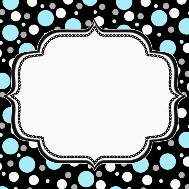 Deniz mavisi, beyaz ve siyah Polka Dot çerçeve arka plan