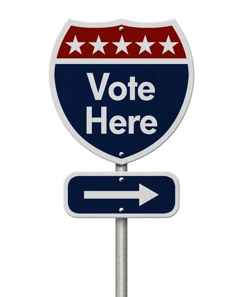 American Vote Here Highway Road Sign — Zdjęcie stockowe