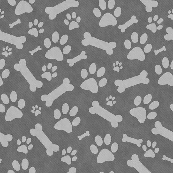 Gray Dog Paw Prints and Bones Tile Pattern Repeat Background — Zdjęcie stockowe