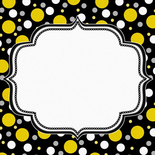 Yellow, White and Black Polka Dot Frame Background — ストック写真