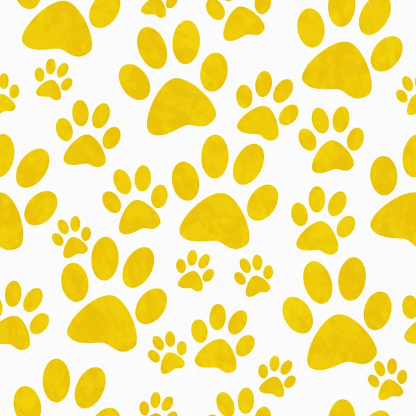 Gelb und weiß Hundepfote druckt Fliesenmuster wiederholen Hintergrund — Stockfoto