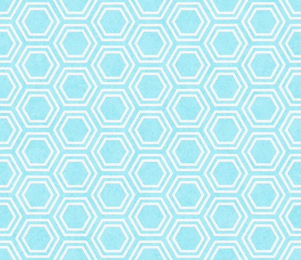 Teal and White Hexagon Tile Pattern Repeat Background — ストック写真