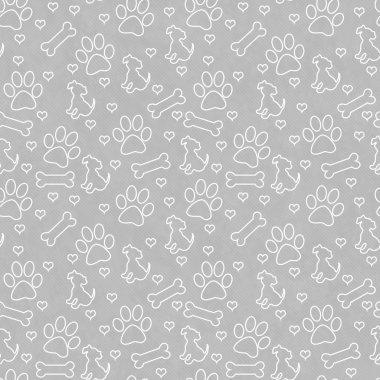 Gray and White Doggy Tile Pattern Repeat Background