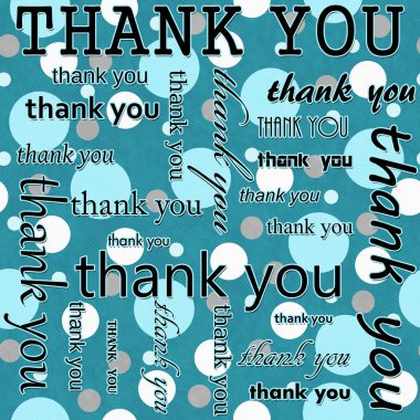 Thank You Design with Teal and White Polka Dot Tile Pattern Repe clipart