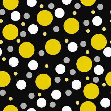 Yellow, White and Black Polka Dot Tile Pattern Repeat Background
