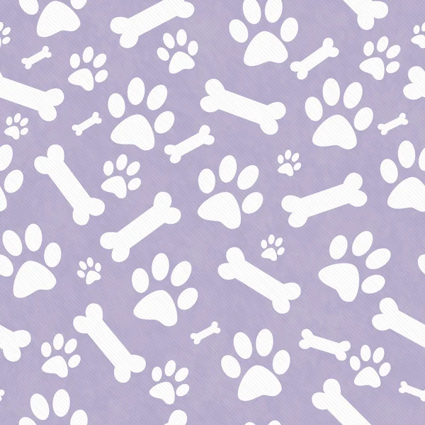 Purple and White Dog Paw Prints and Bones Tile Pattern Repeat Ba — Stok fotoğraf