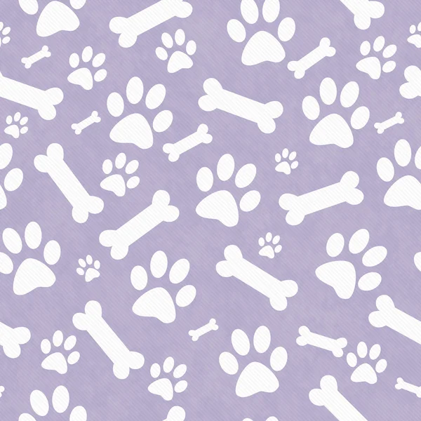 Purple and White Dog Paw Prints and Bones Tile Pattern Repeat Ba — Stock Photo, Image