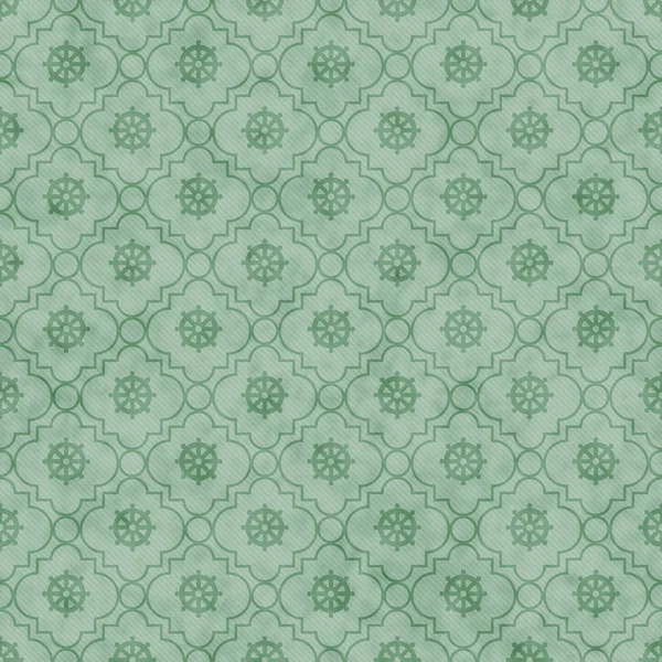 Roda verde pálida do padrão da telha do símbolo do dharma — Fotografia de Stock