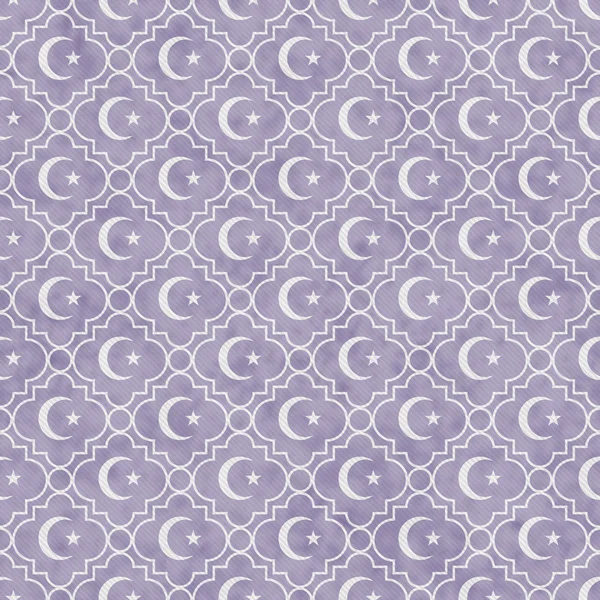 淡い紫と白の星と三日月のシンボル タイル パターン Repe — ストック写真