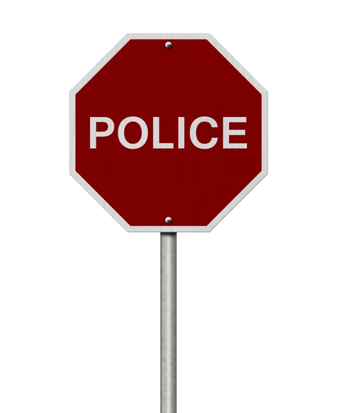 Stop cartello stradale polizia — Foto Stock