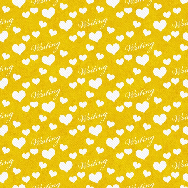 노란색 하 고 내가 사랑 쓰기 타일 패턴 반복 배경 화이트 — 스톡 사진
