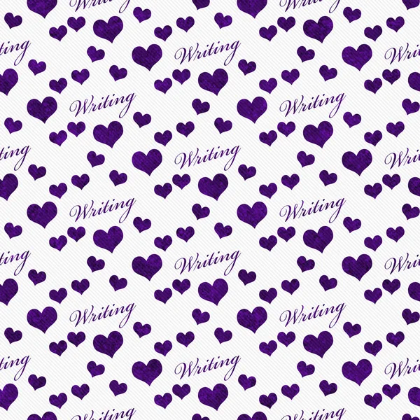 Purple and White I Love Writing Tile Pattern Repeat Background — Stock Photo, Image