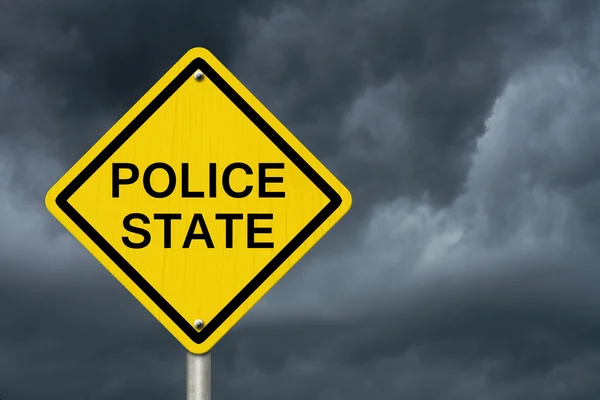 Znak drogowy ostrożnie państwa policyjnego — Zdjęcie stockowe