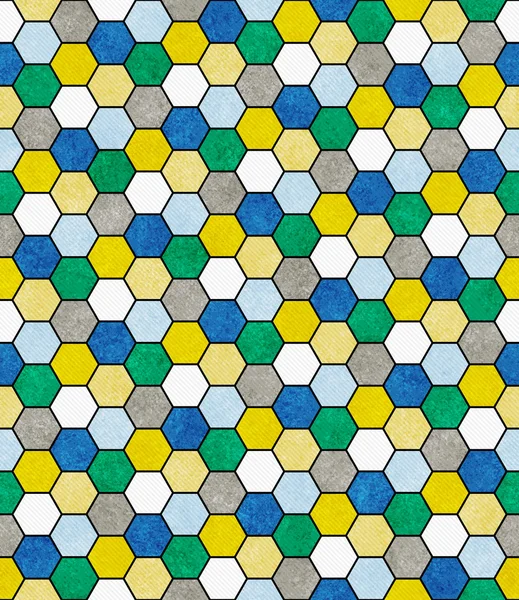 Blue, Green and Yellow Hexagon Mosaic Abstract Geometric Design — Stock Photo, Image