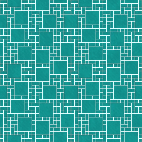 Teal und weiß quadratisch abstrakt geometrisches Design Fliesen Muster rep — Stockfoto