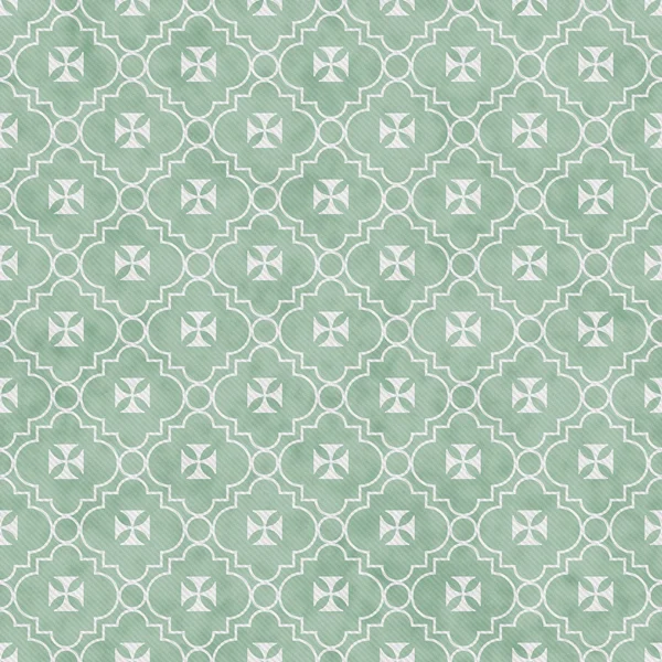 Pale Green and White Maltese Cross Symbol Tile Pattern Repeat Ba — ストック写真
