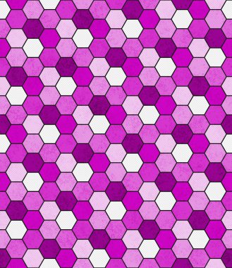 Pembe, siyah ve beyaz altıgen mozaik soyut geometrik tasarım T