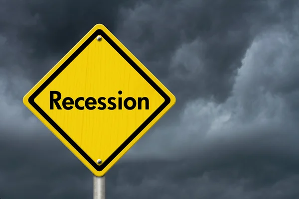 Recession Warning Road Sign — Stock Photo, Image