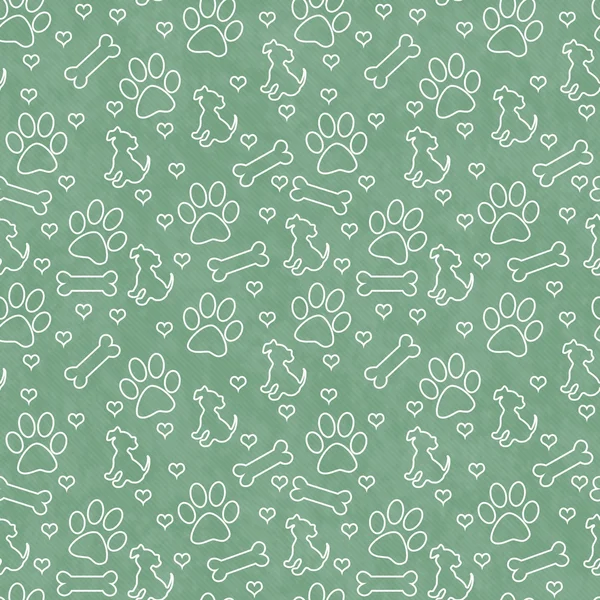 Green and White Doggy Tile Pattern Repeat Background — Stock Photo, Image