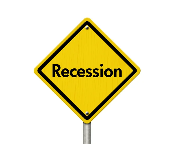 Recession Warning Road Sign — Stock Photo, Image