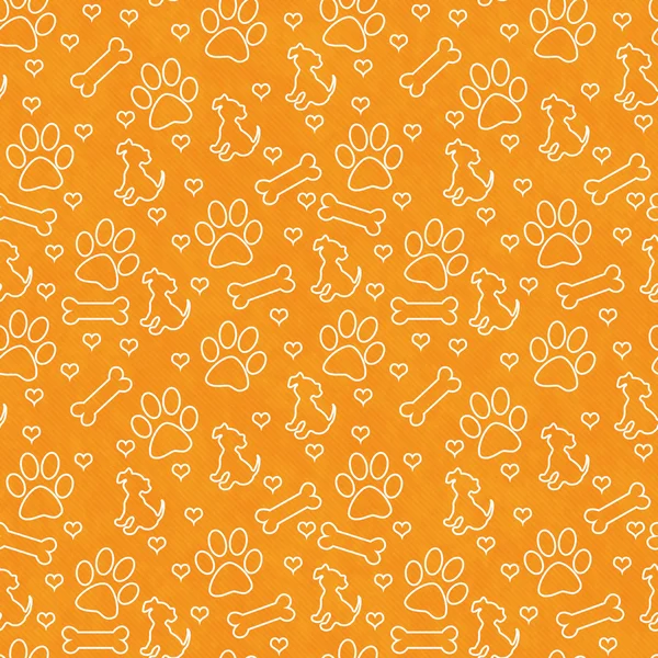 Orange and White Doggy Tile Pattern Repeat Background — Stock Photo, Image