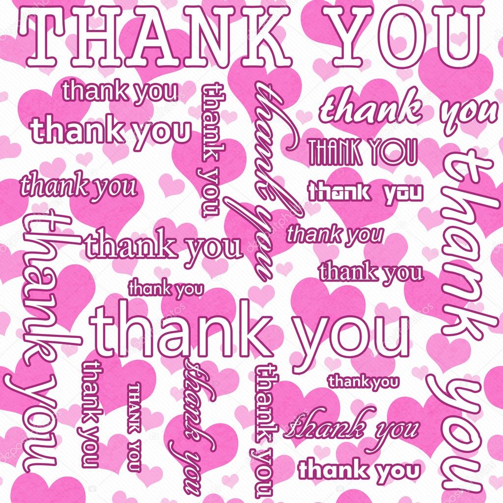 Thank You Design with Pink and White Hearts Tile Pattern Repeat — Stock